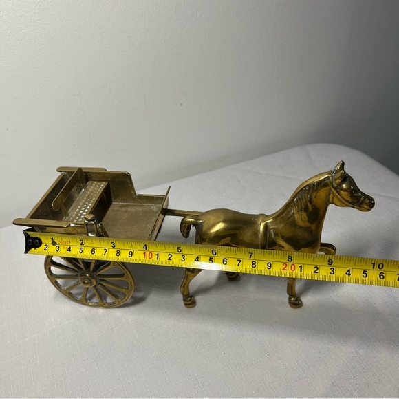 Vintage Decorative Solid Brass Horse & Cart - Working Wheels Figurine Antique - Picture 5 of 9